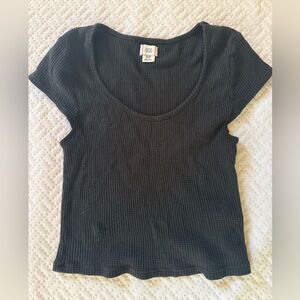 BDG Charcoal Short Sleeve Ribbed Tee